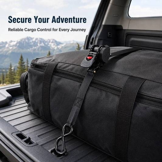Auto-Retract Ratchet Strap — Self-Winding Tie-Down for Trailers, Trucks & Bikes
