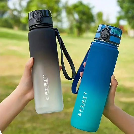 Sport-Trinkflasche mit Farbverlauf — Klappdeckel mit Trageband