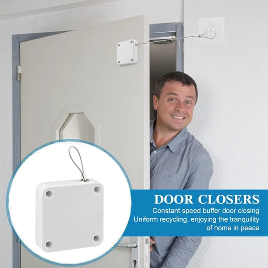 Punch-Free Automatic Door Closer — Adjustable, No-Drill, Soft Close
