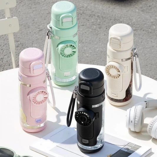 2-in-1 Fan Water Bottle — 690 ml with Detachable 3-Speed Fan