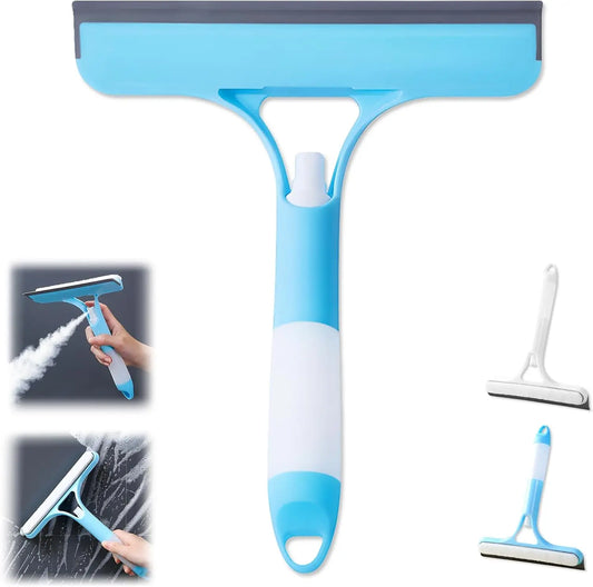 3-in-1 spray squeegee with built-in sprayer, blade and microfibre pad
