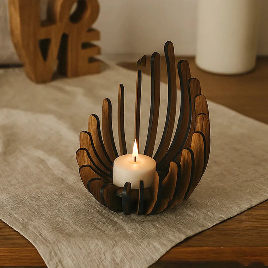 Lotus Tea Light Holder — Hand-Assembled Wooden Centrepiece