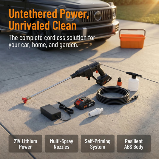 Cordless Pressure Washer — 21V Battery, Draws From Any Bucket
