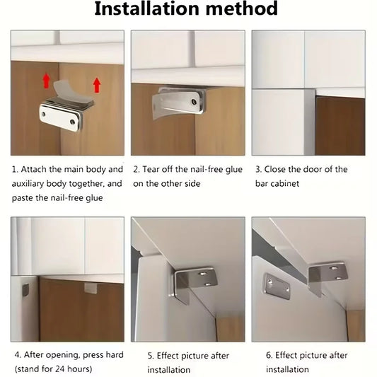 Invisible Magnetic Door Latches (2-Pack) — Strong Hold, Drill-Free