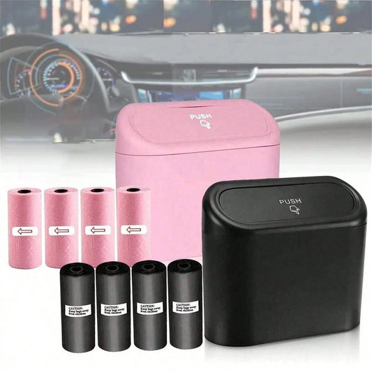 Car Trash Can with Lid — Leak-Proof Mini Bin That Hangs in Any Door Pocket
