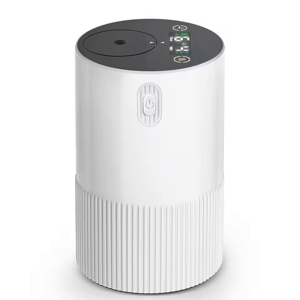 Portable waterless diffuser in soft white, cordless with digital display