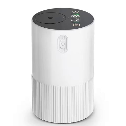Portable waterless diffuser in soft white, cordless with digital display