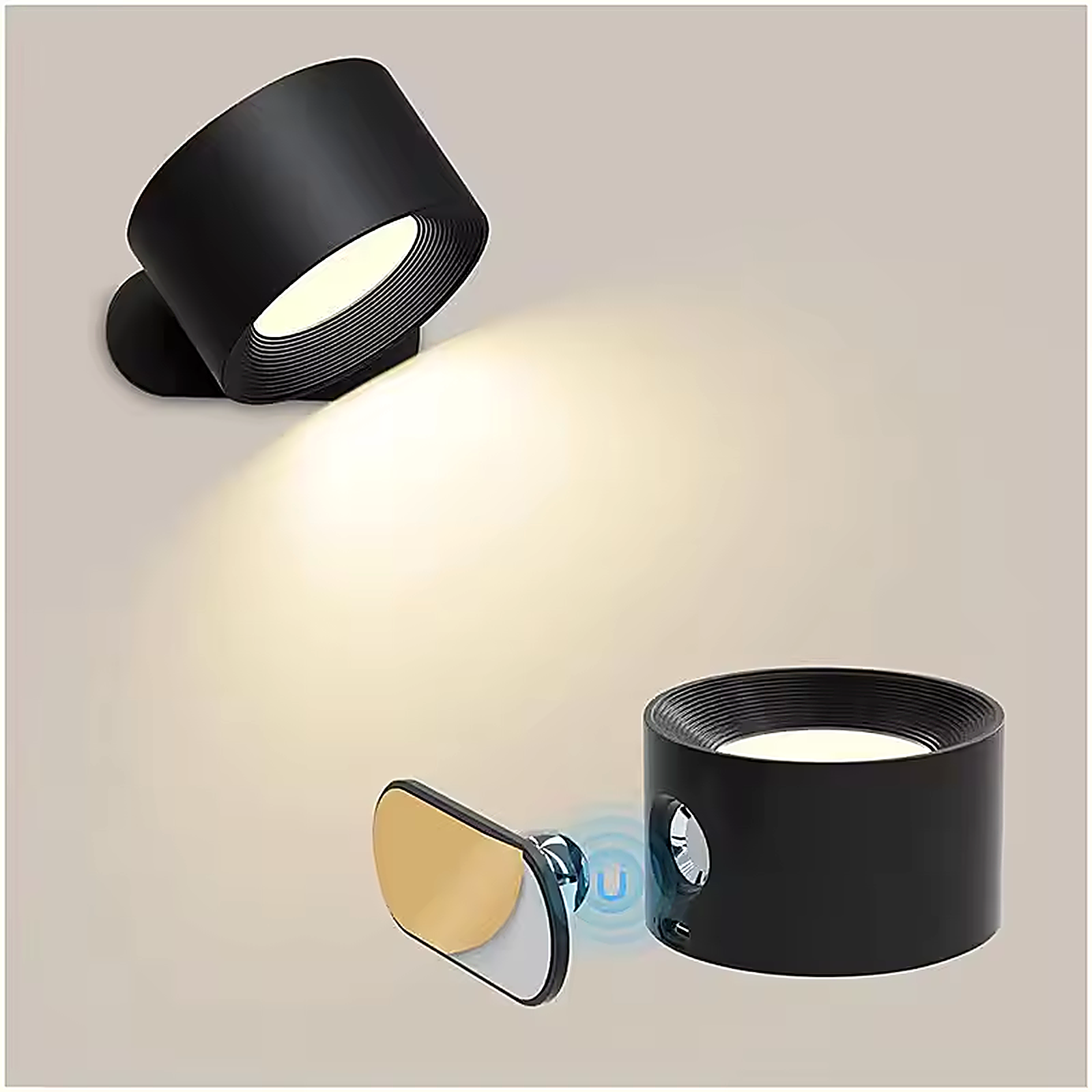 Cordless wall sconce with remote control and USB charging cable