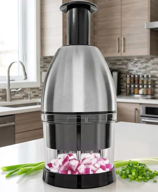 Manual Garlic Chopper — One-Press Mincer with Built-In Catch Cup