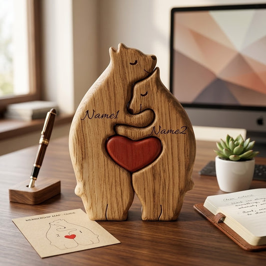Personalized Bear Family Puzzle — Custom Name Keepsake