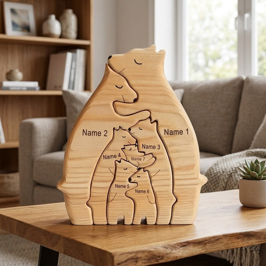 Personalisiertes Bärenfamilie-Puzzle — Andenken mit Wunschnamen