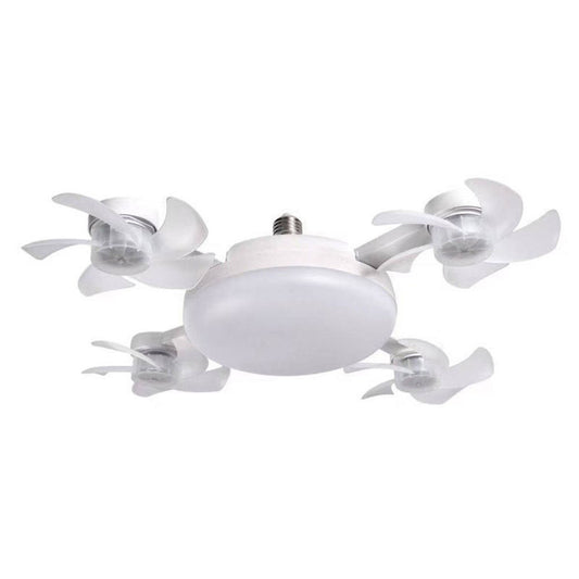 E26 Socket Fan Light — 4 Fan Heads, Dimmable LED, Remote Control
