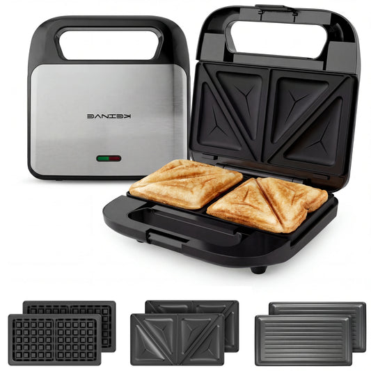 3-in-1 Sandwich Maker, Waffle Iron & Panini Press — Removable Plates