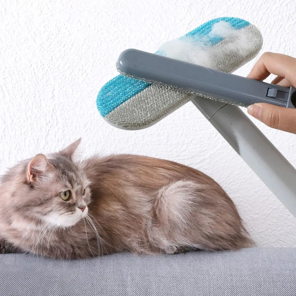 Fur-Off Full Kit - long-handle pet hair brush beside a cat