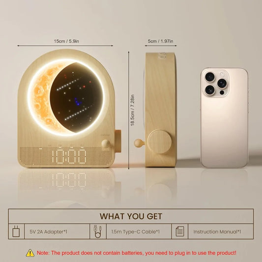 Sunrise Alarm Clock & Moon Lamp — Wake-Up Light with Dual Alarms and 10 Nature Sounds