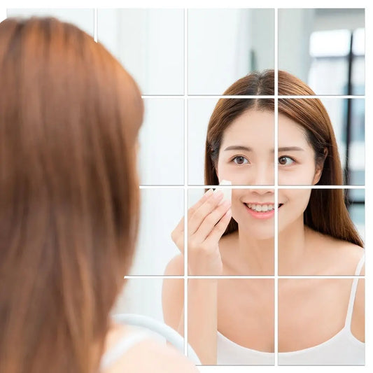 Flexible Mirror Wall Tiles — Peel-and-Stick, Cuttable, No Glass
