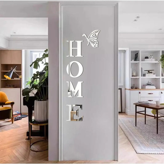 HOME Spiegelbuchstaben — Vertikales Wandschild aus Acryl
