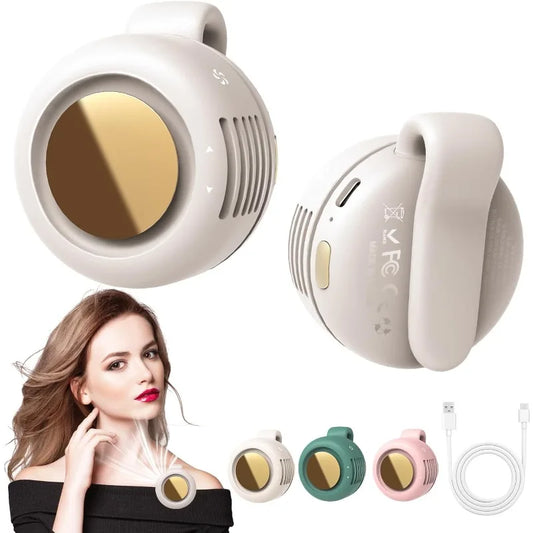 Bladeless Clip-On Mini Fan — Wearable, 3 Speeds, USB Rechargeable