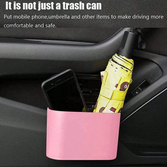 Car Trash Can with Lid — Leak-Proof Mini Bin That Hangs in Any Door Pocket