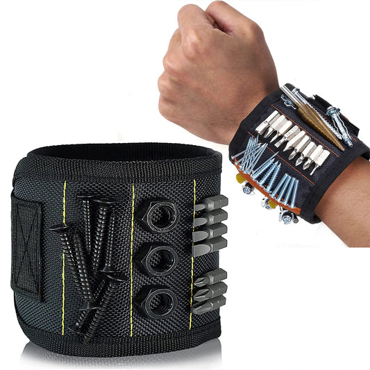 Magnetic Wristband Tool Holder — 15 Strong Magnets for Screws, Nails & Drill Bits