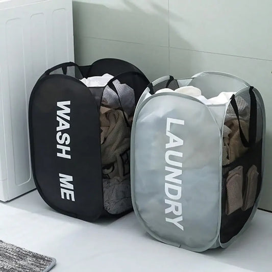 Pop-Up Mesh Laundry Hamper — Collapsible, Breathable, Space-Saving