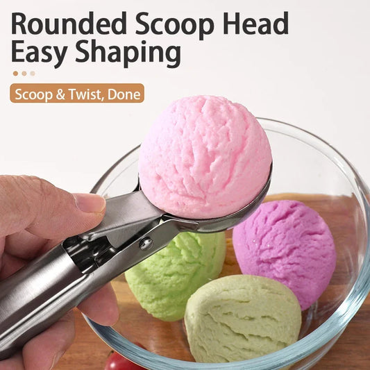 Trigger-Release Ice Cream Scoop — Stainless Steel, 3 Sizes