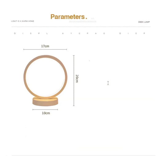 Circular Ring Table Lamp — 20cm Dimmable LED Bedside Light