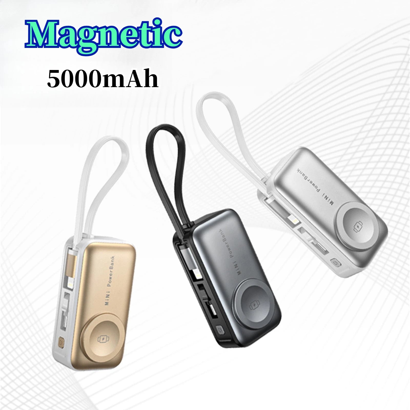 Three colourways of the mini power bank shown together