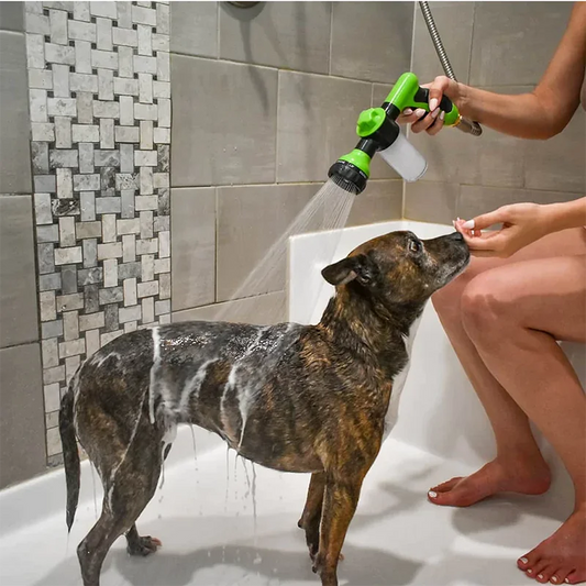 Dog Wash Sprayer with Soap Dispenser — Adjustable Garden Hose Nozzle
