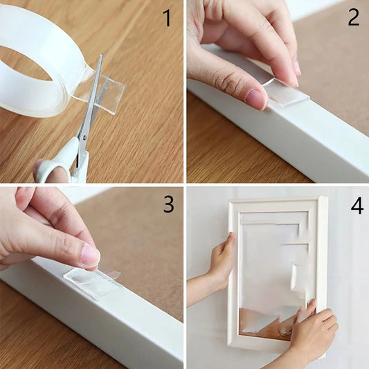 Nano Double-Sided Tape — Clear, Removable, Washable Mounting Tape