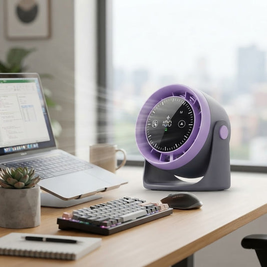 Desktop Loop Fan — 100-Speed Air Circulator with Digital Display